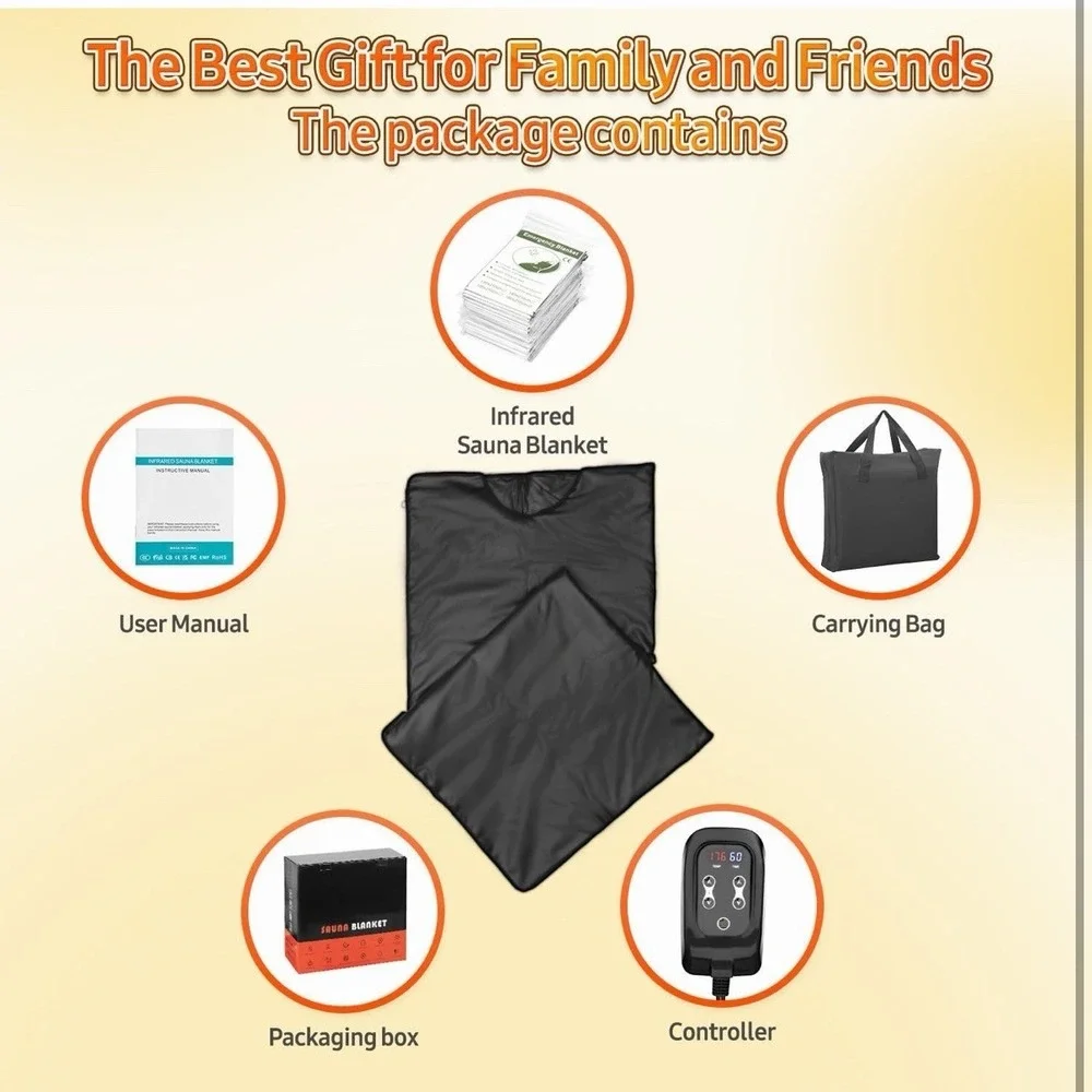 Infrared Sauna Blanket Portable PU Leather 95-167°F Timer Full Body Home Spa Kit